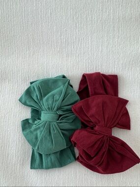 Ruffle Butts Mint Green and Red Bow Headbands